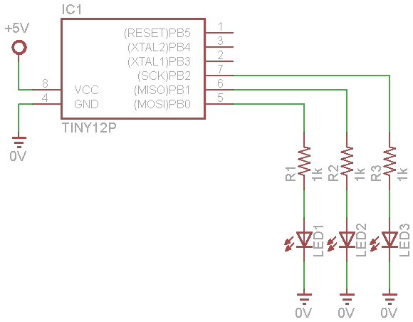 attiny85 three LEDs