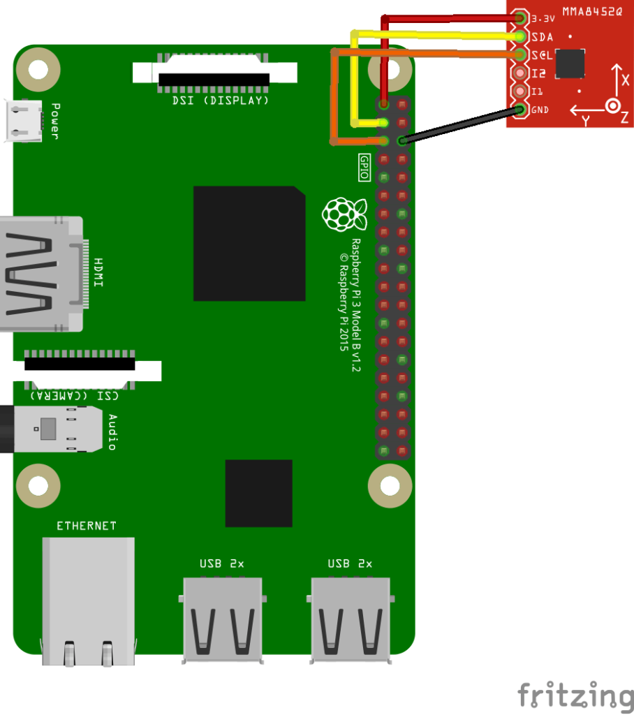pi and MMA8452 layout