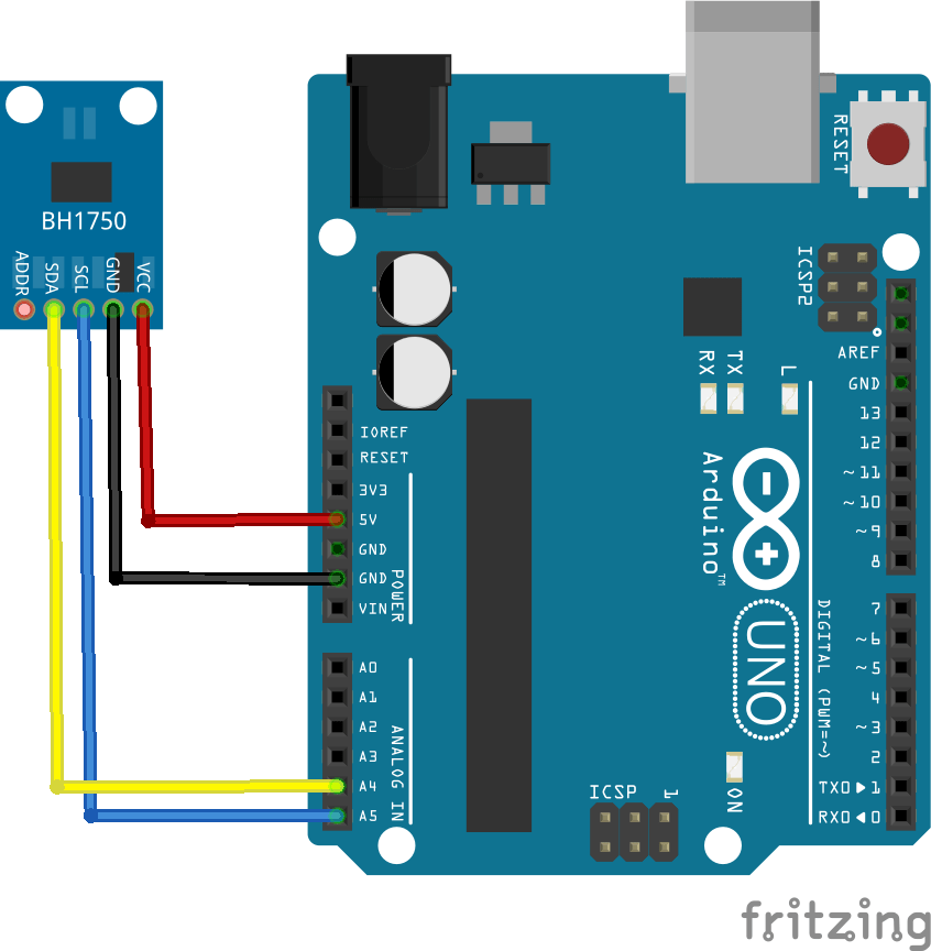 Connect the BH1750 sensor to an Arduino | Get micros sensors wiring schematic 